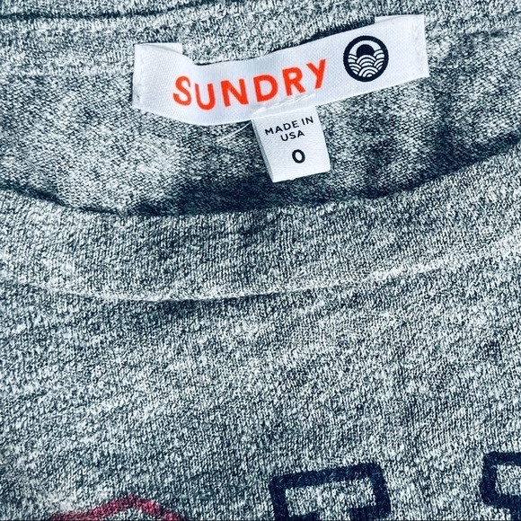 SUNDRY tee Parisienne long sleeve top “vintage” T-shirt grey heathered - Picture 2 of 10
